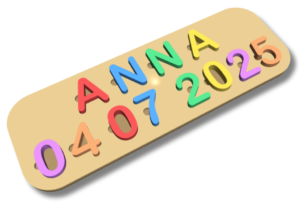 Colorful name and date plaque