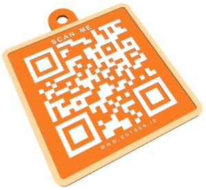 Orange QR code with scan prompt